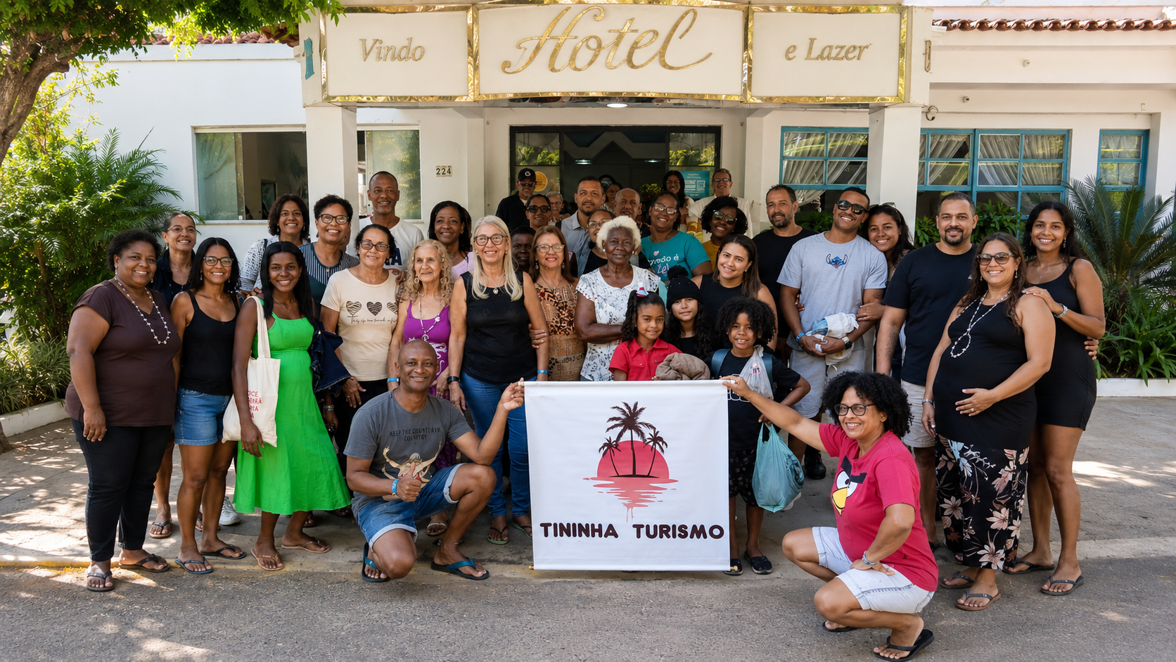 Marlise com o grupo de viajantes